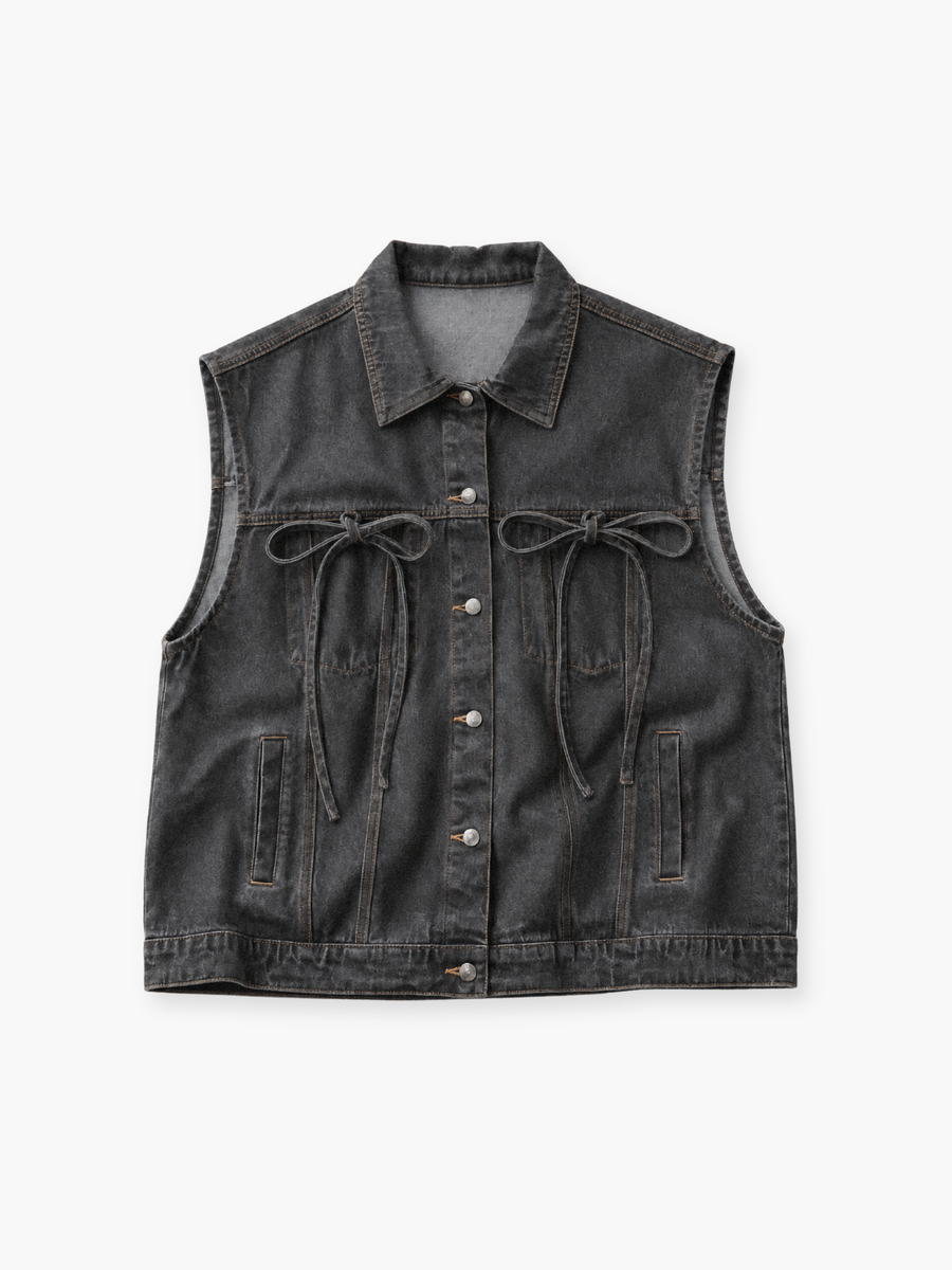 Ribbon denim vest