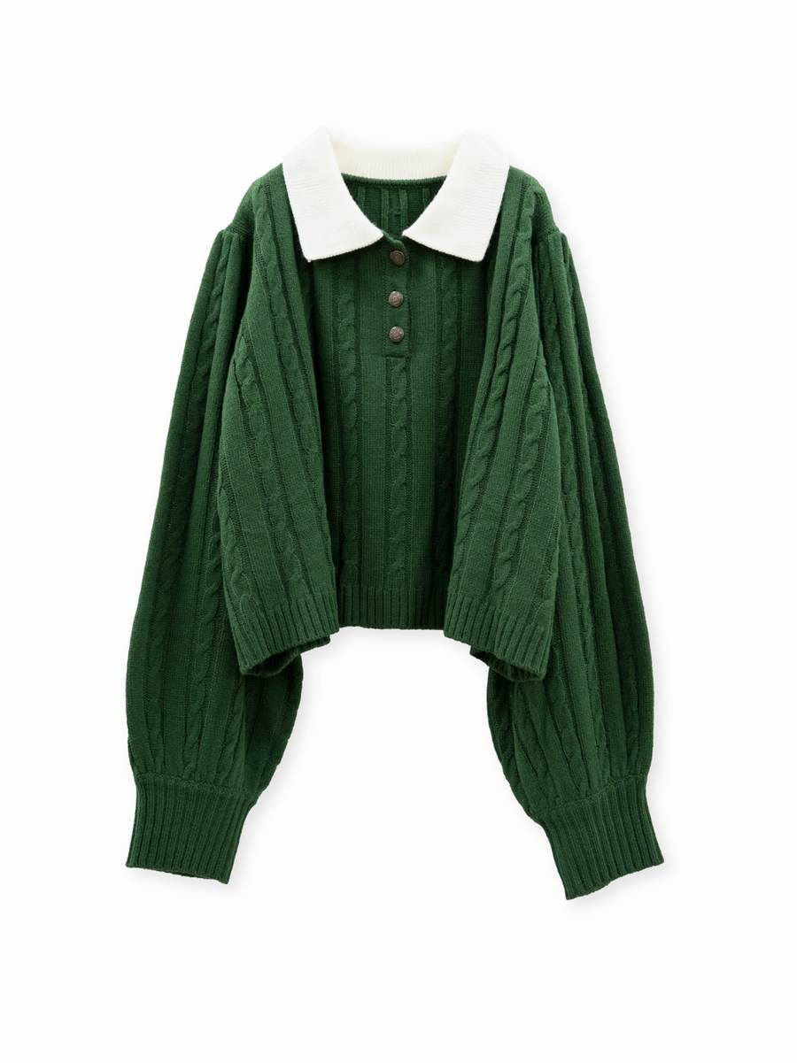 スクールライクケーブルニット