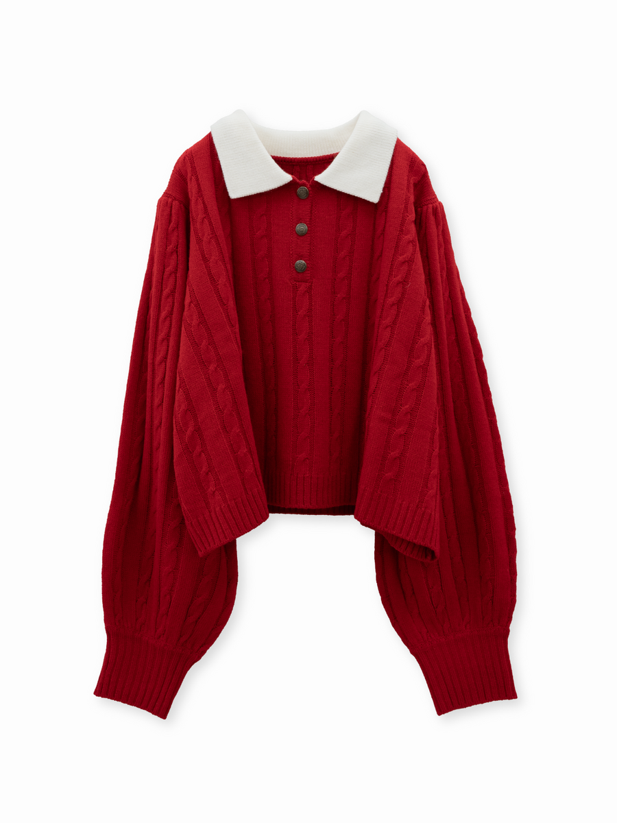 スクールライクケーブルニット