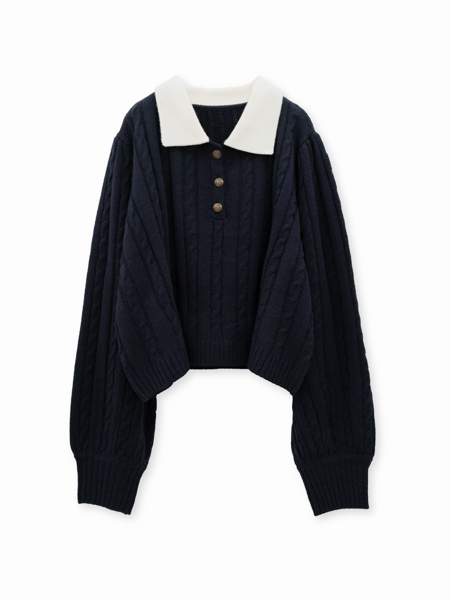 スクールライクケーブルニット