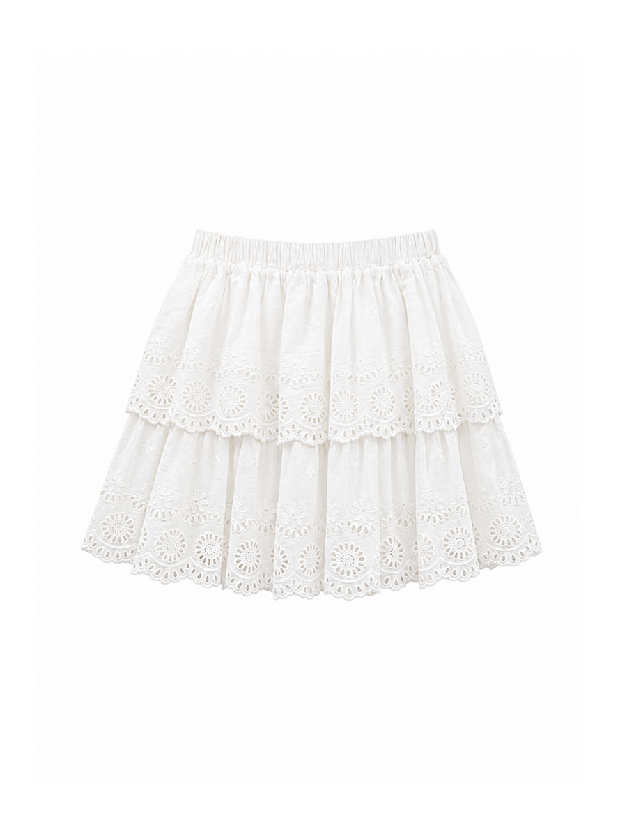 Lace flare mini skirt