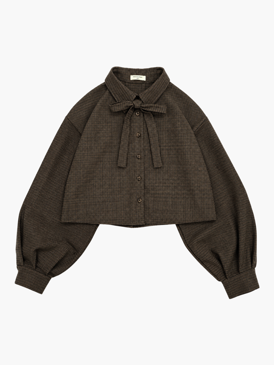 【予約販売】チェックリボンセットアップ / ブラウン