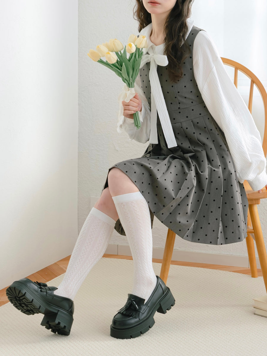 厚底タッセルローファー