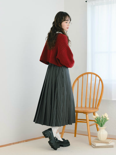 ストライプミディ丈スカート