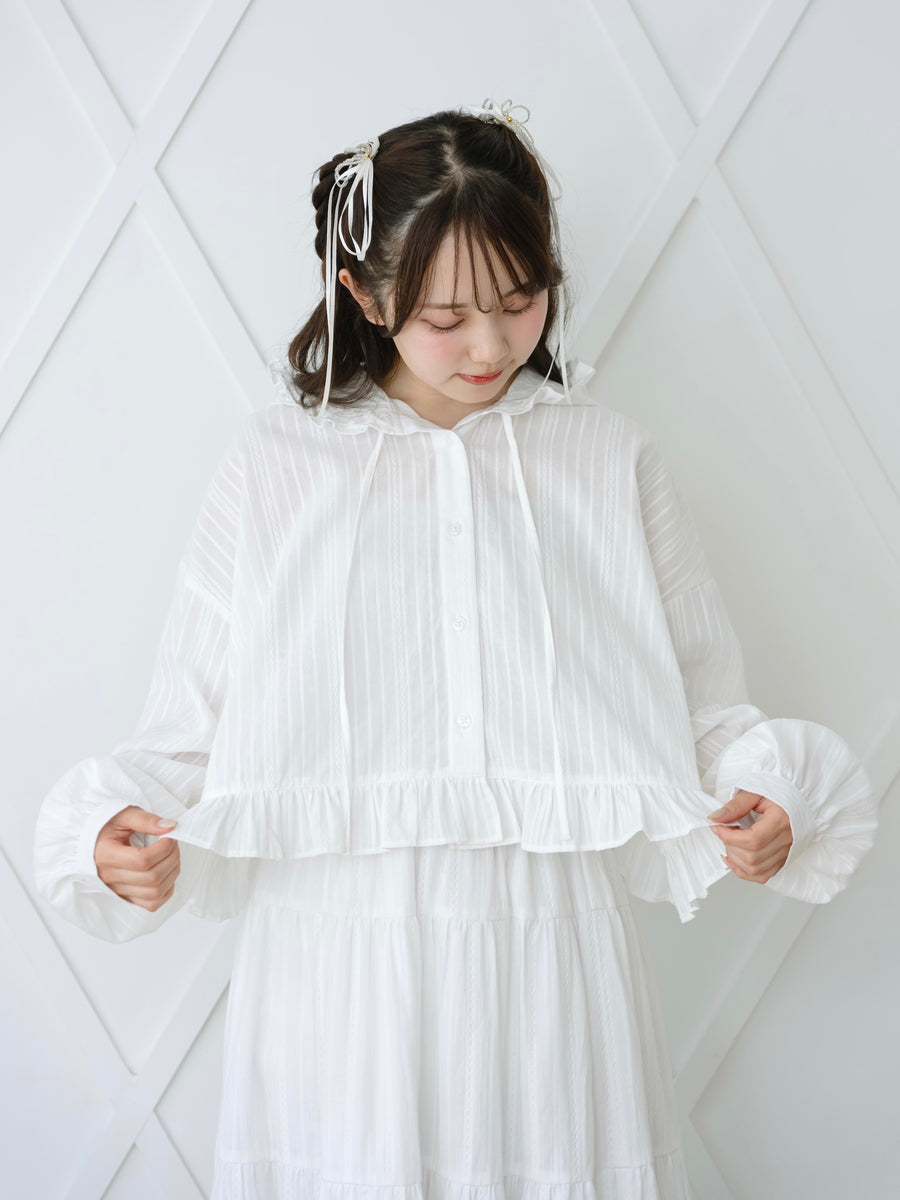 レースフーディーフリルシャツ
