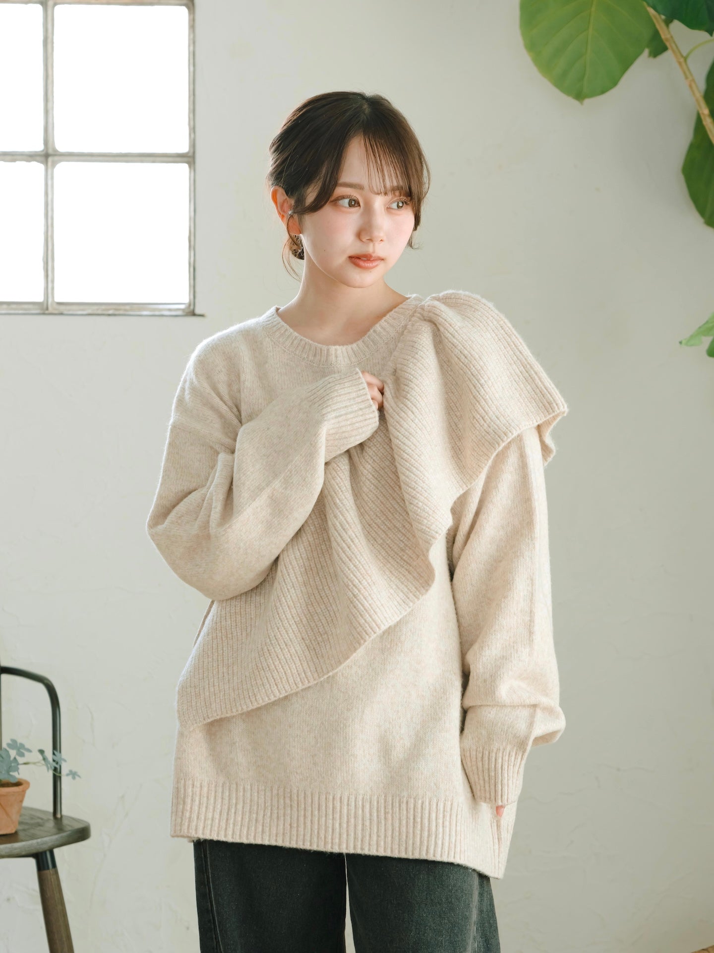 MW TOKYO タグ付き　リサイクル ポリエステル フリルリブ ニット 3wayフリルニット – mero boutique 2018