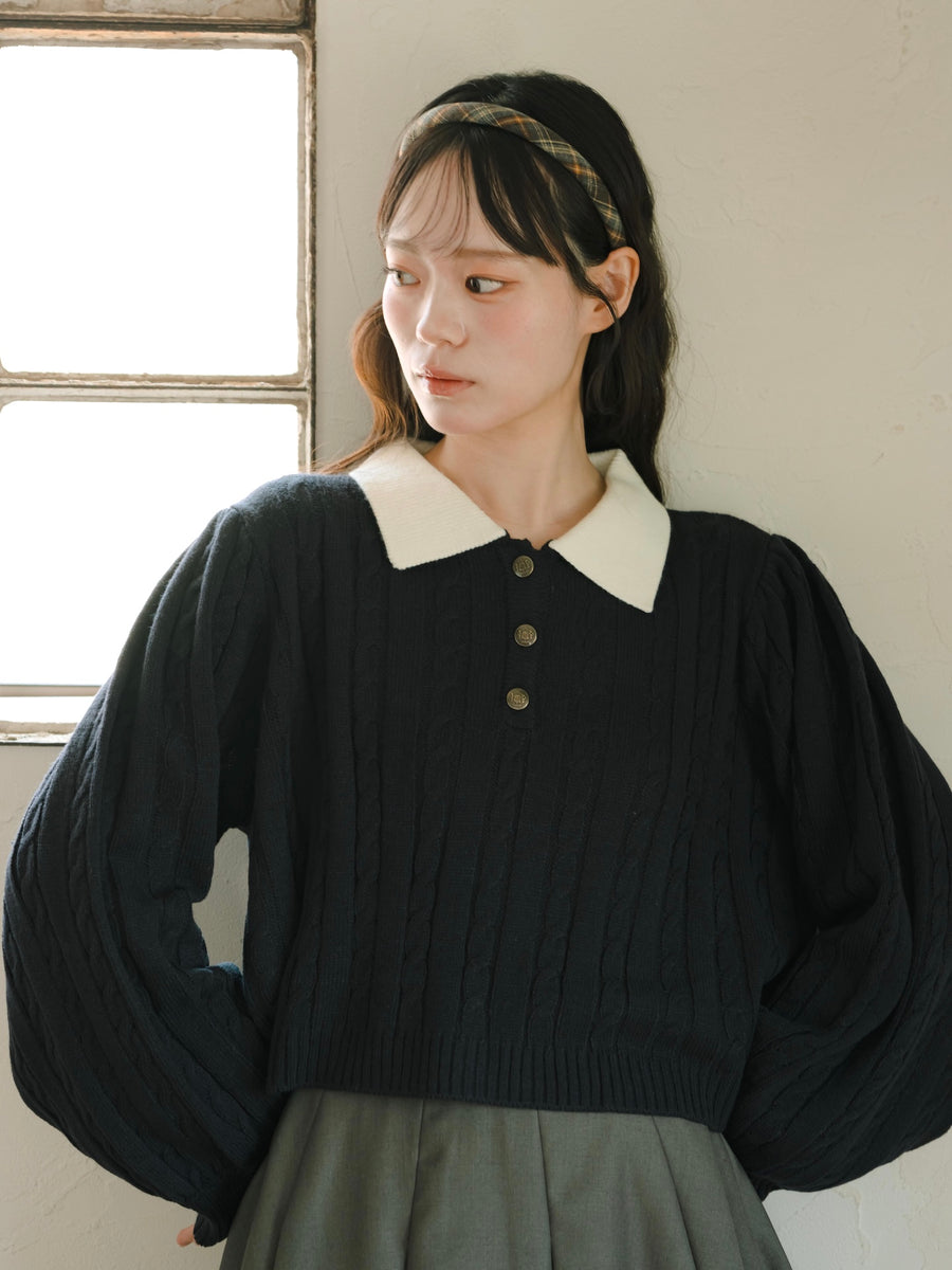 スクールライクケーブルニット