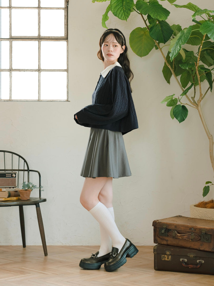 スクールライクケーブルニット