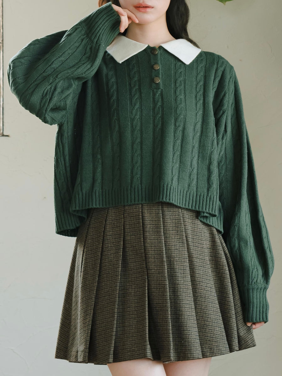 スクールライクケーブルニット