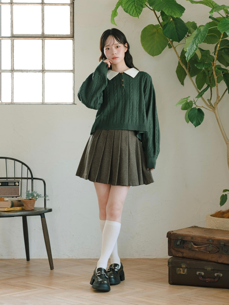 スクールライクケーブルニット