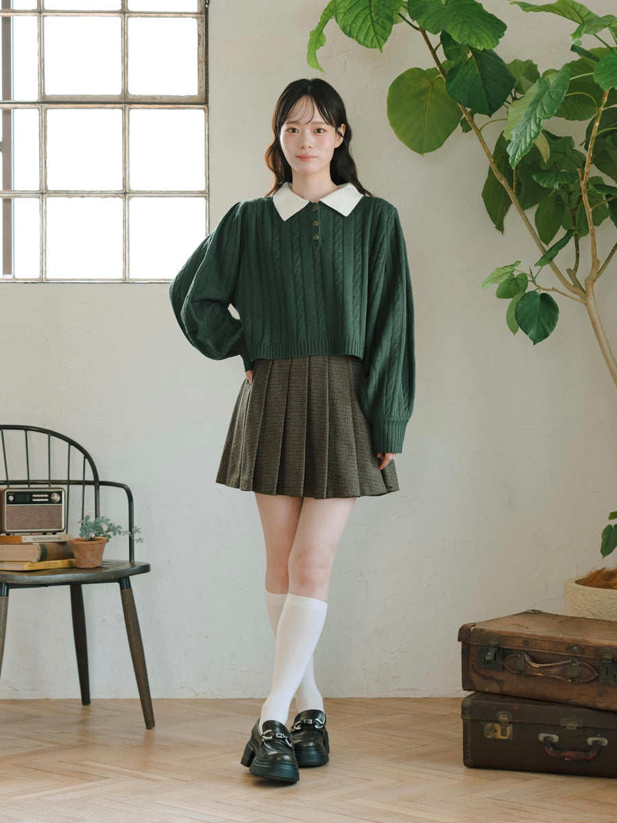 スクールライクケーブルニット