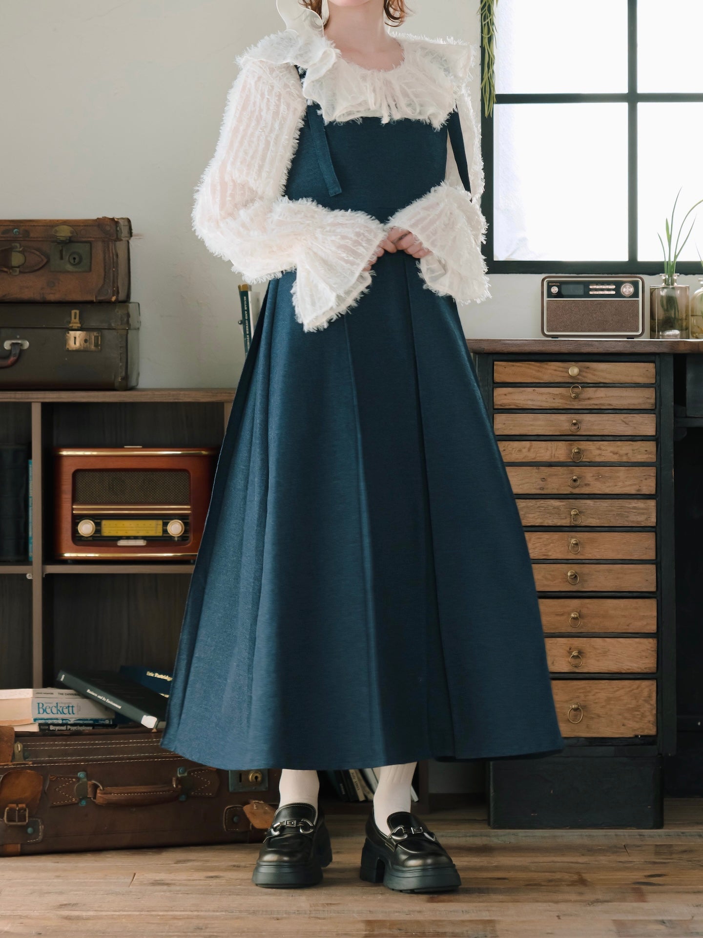 Naptimeデニムワンピース Naptimeデニムワンピース フロントZIPデニムミニワンピース(M