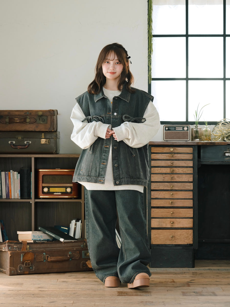 リボンデニムベスト【10/14販売開始】