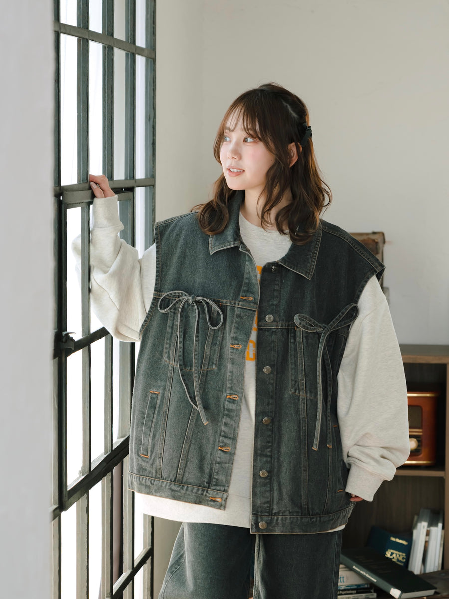 リボンデニムベスト【10/14販売開始】