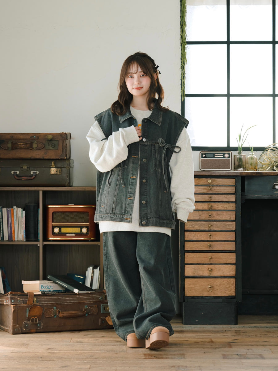 リボンデニムベスト【10/14販売開始】