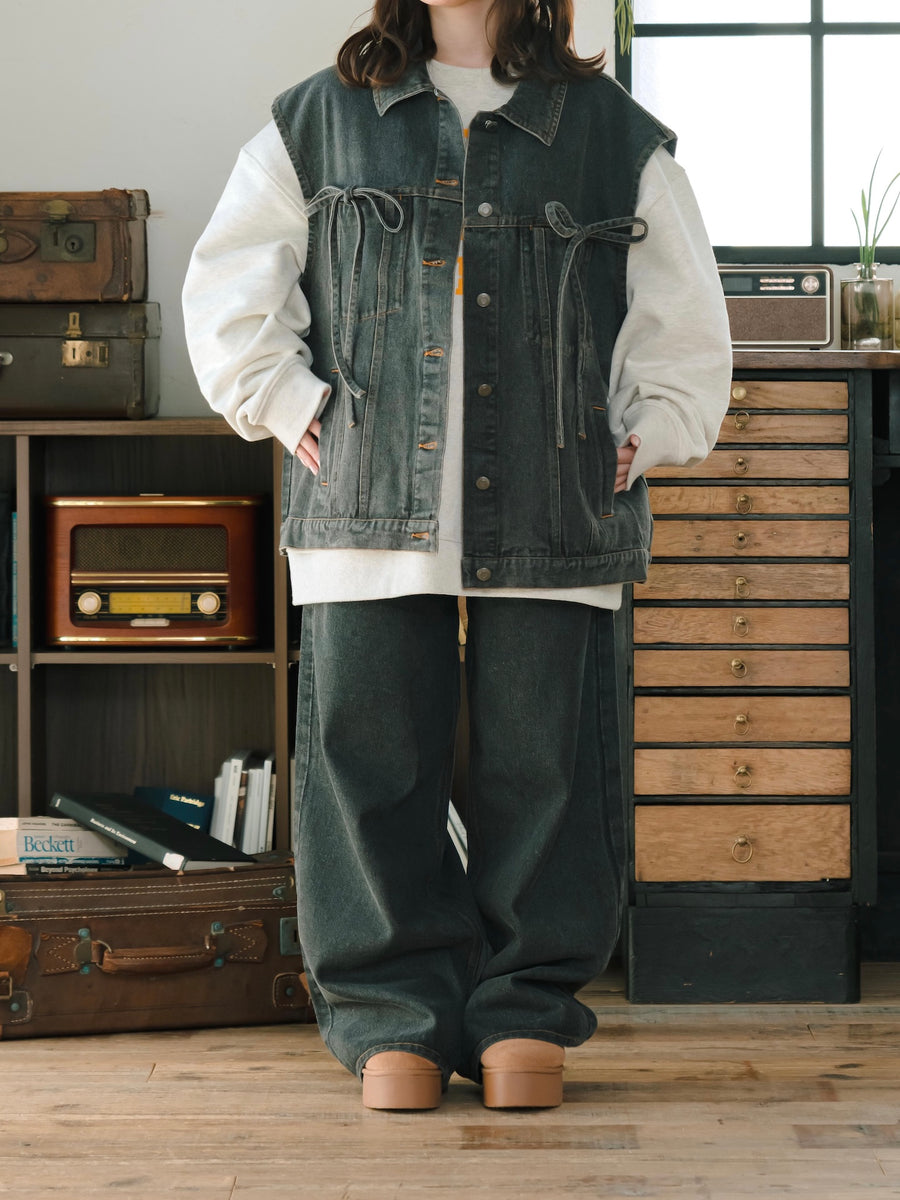 ワイドレッグデニムパンツ