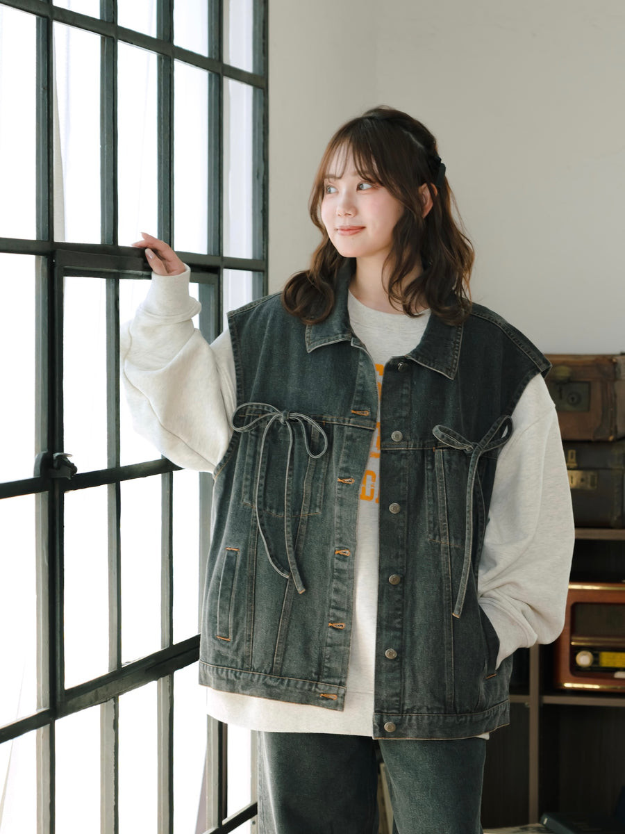 リボンデニムベスト【10/14販売開始】