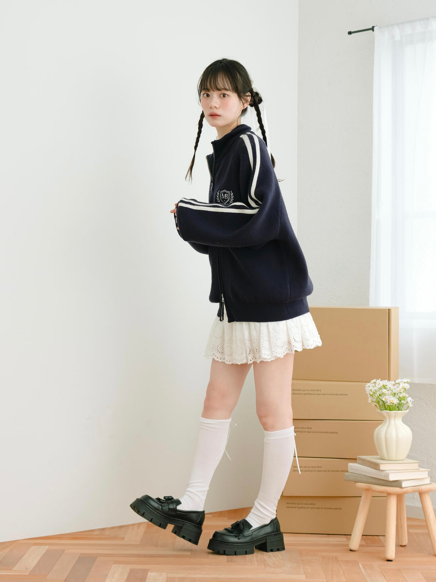 ダブルジップトラックニット