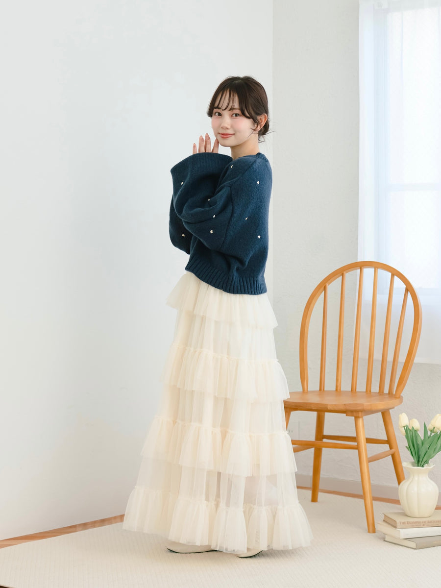 ハート刺繍ゆるニット