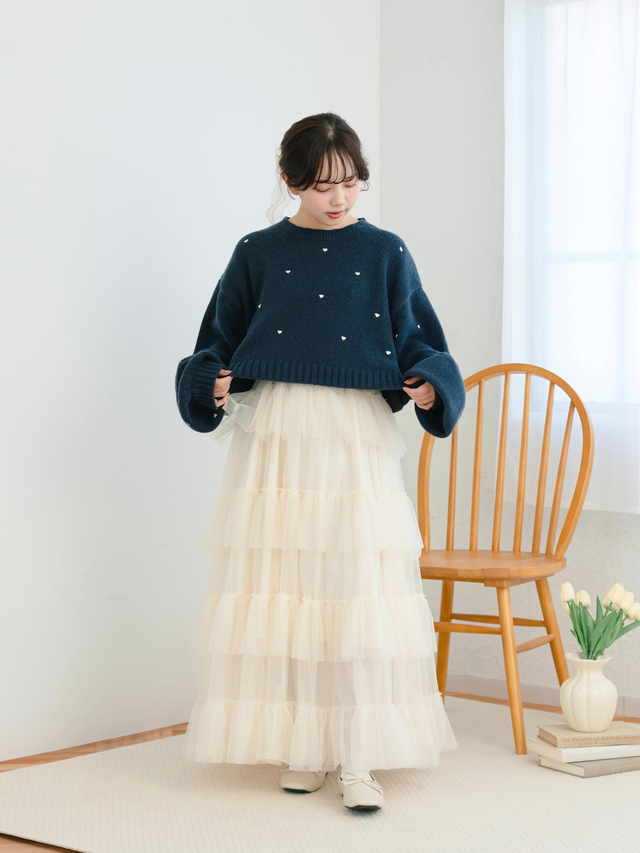 ハート刺繍ゆるニット