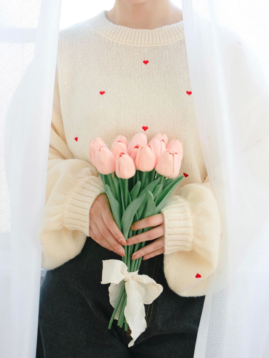 ハート刺繍ゆるニット