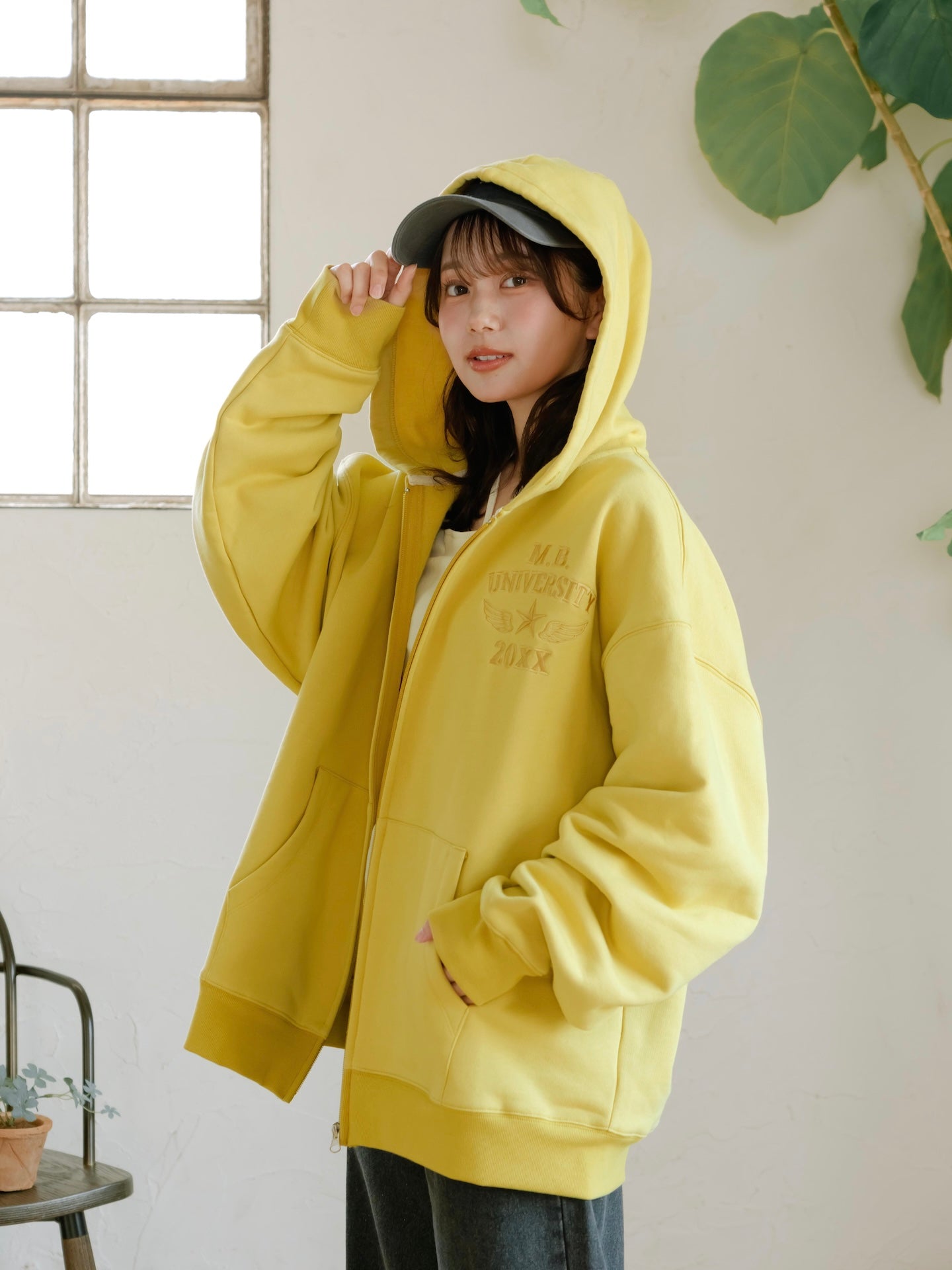 オーバーサイズクリーム色パーカー オーバーサイズジップパーカー – mero boutique 2018