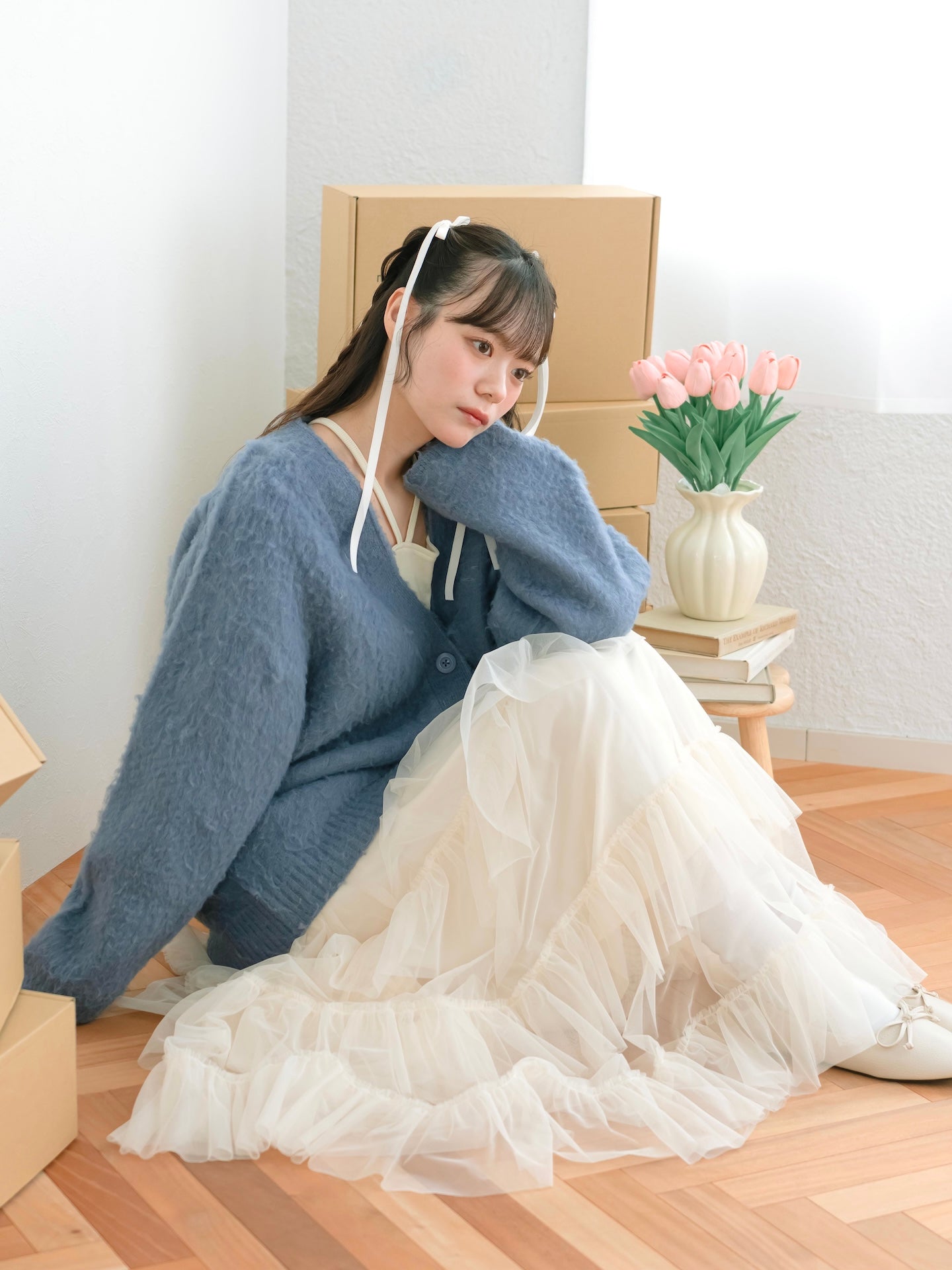 シャギーニットカーディガン CLANE - シャギーニットカーディガン - BI COLOR SHAGGY KNIT CARDIGAN