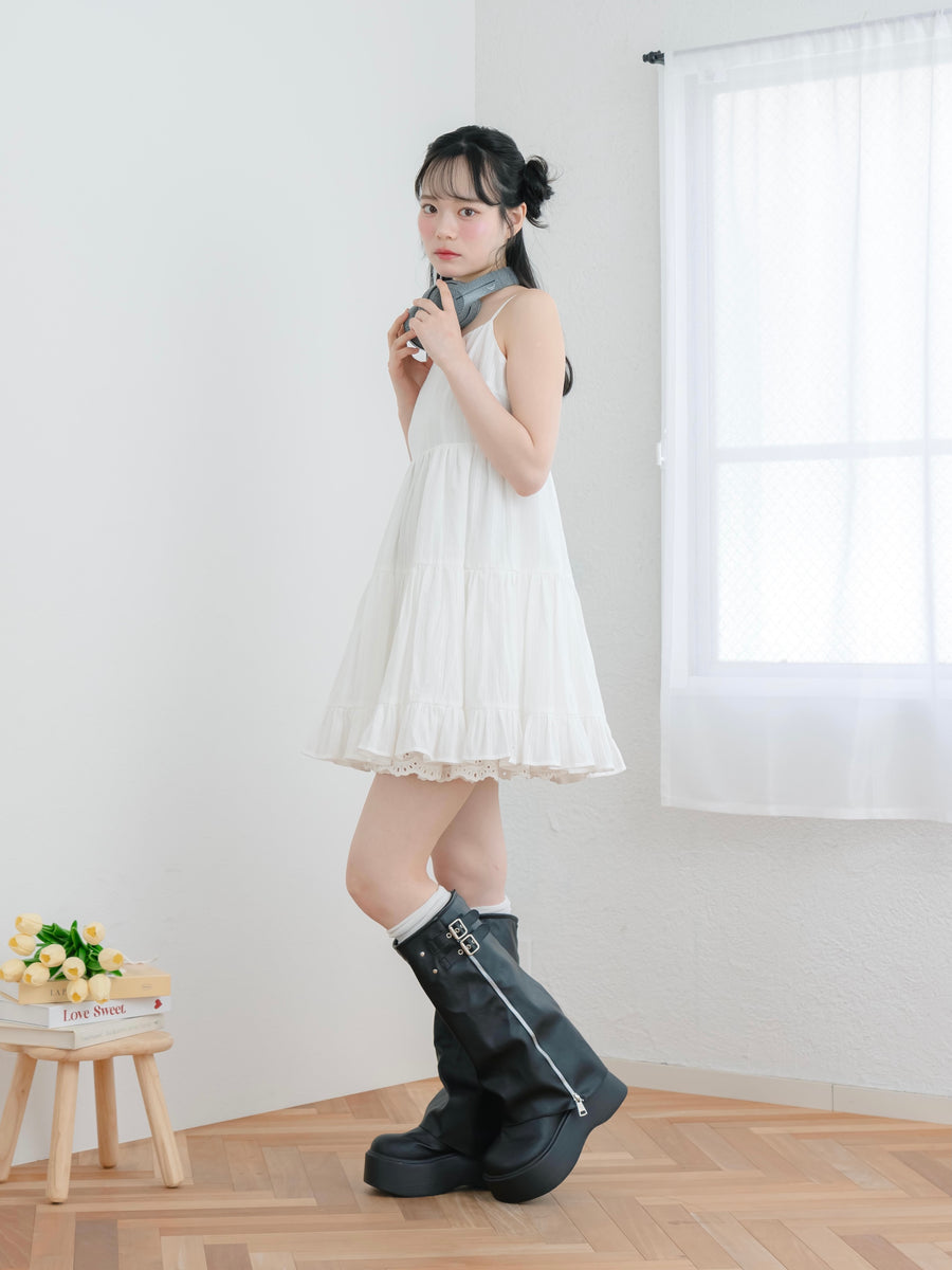 レースティアードキャミワンピース