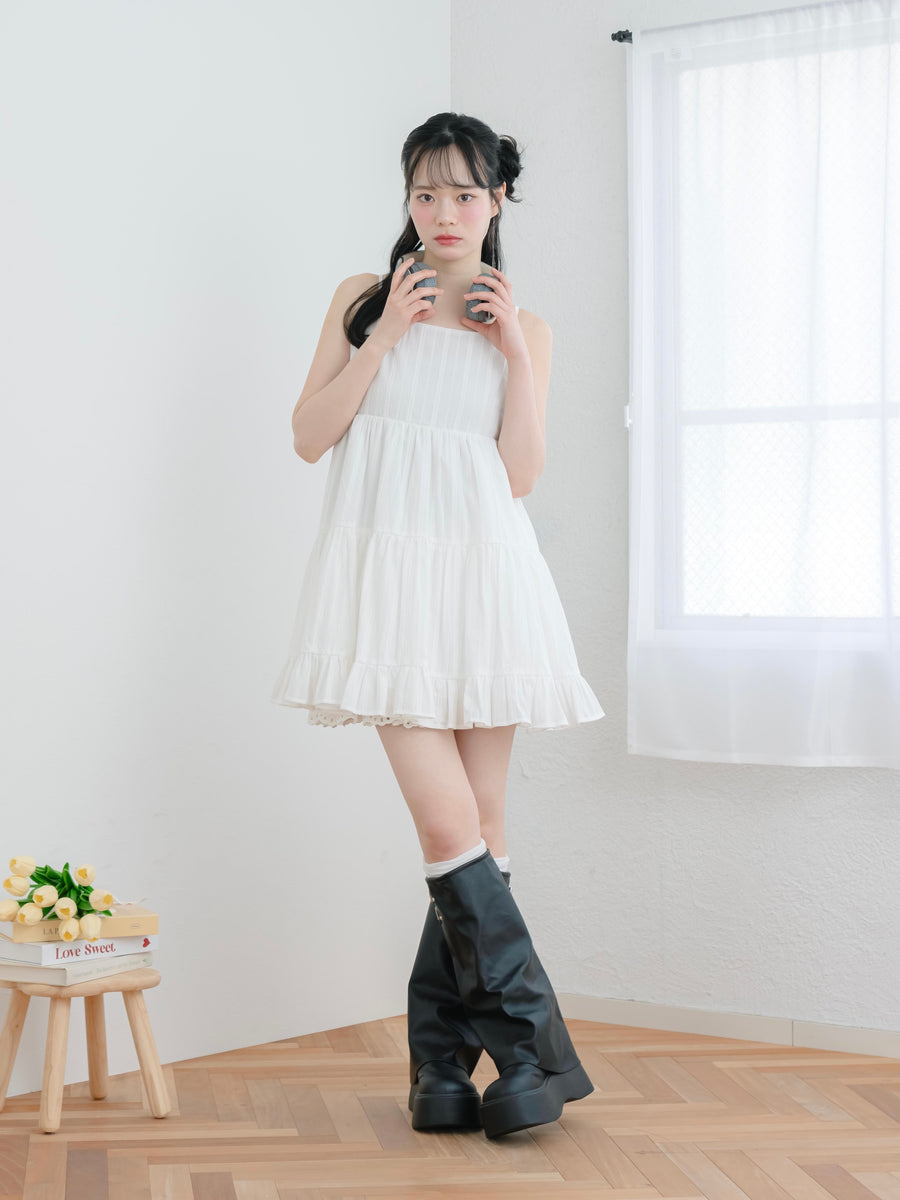 レースティアードキャミワンピース