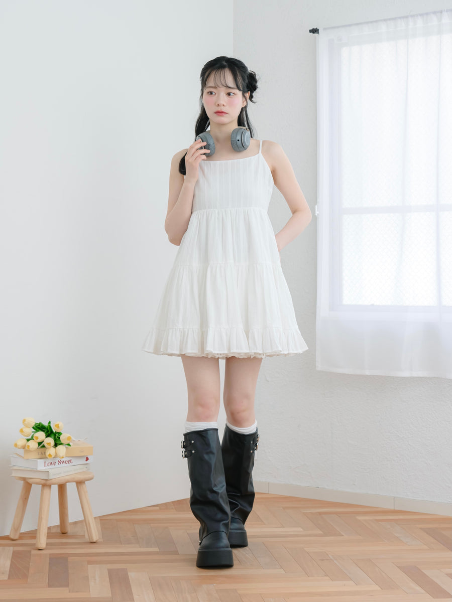 レースティアードキャミワンピース