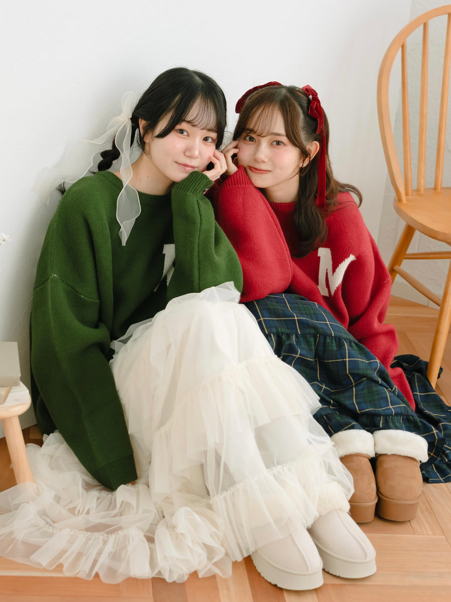 オーバーサイズカレッジニット