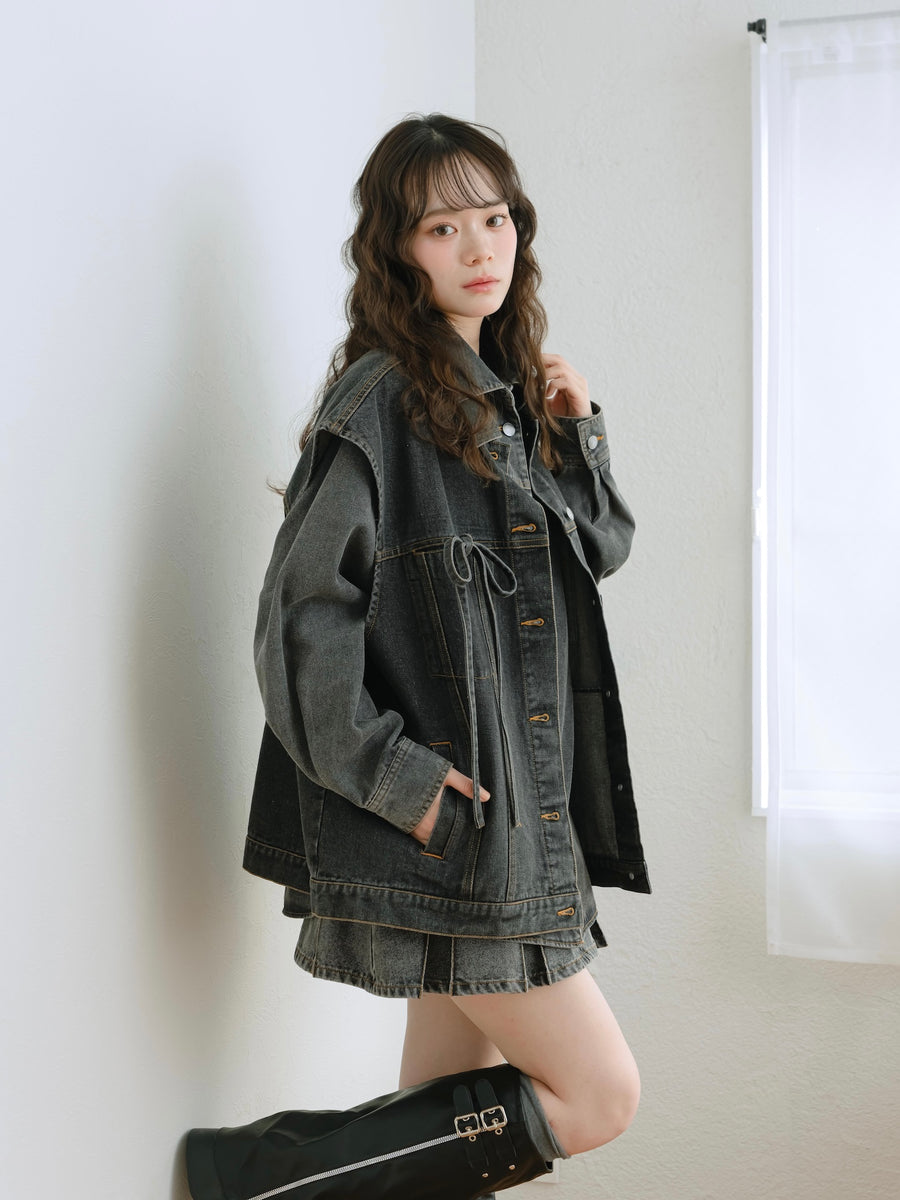 リボンデニムビッグシャツ