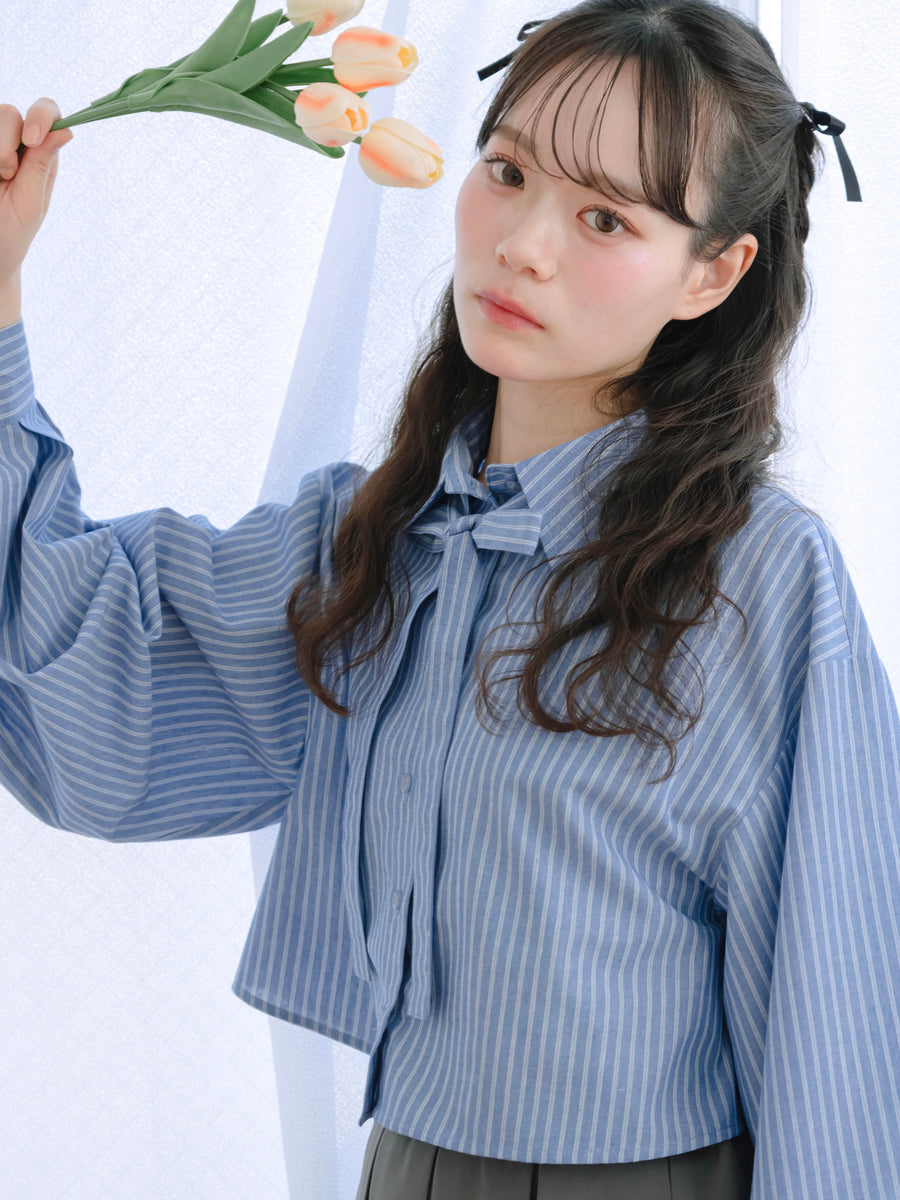 リボンストライプシャツセット