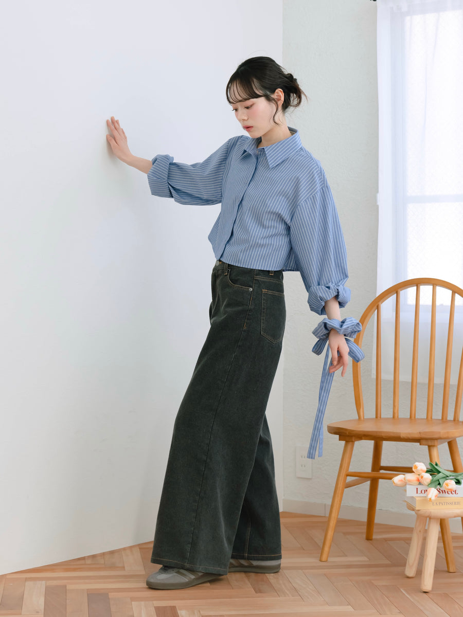リボンストライプシャツセット