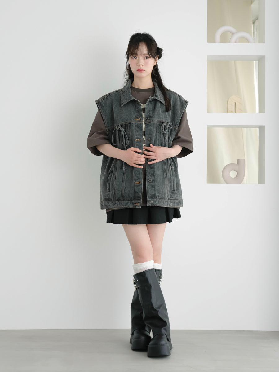 Ribbon denim vest