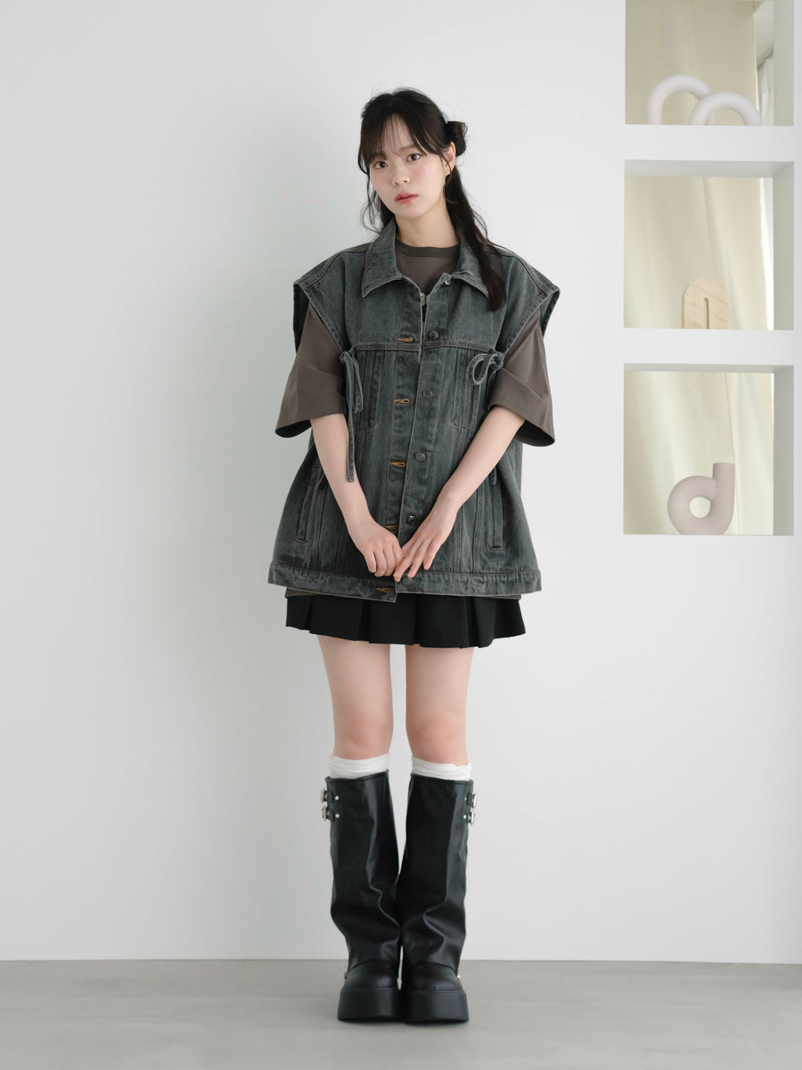 Ribbon denim vest