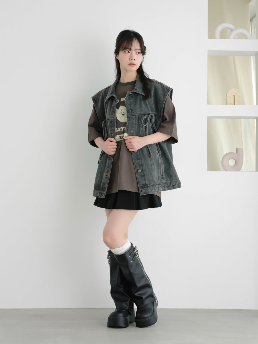 Ribbon denim vest
