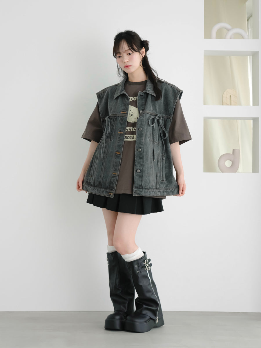 Ribbon denim vest