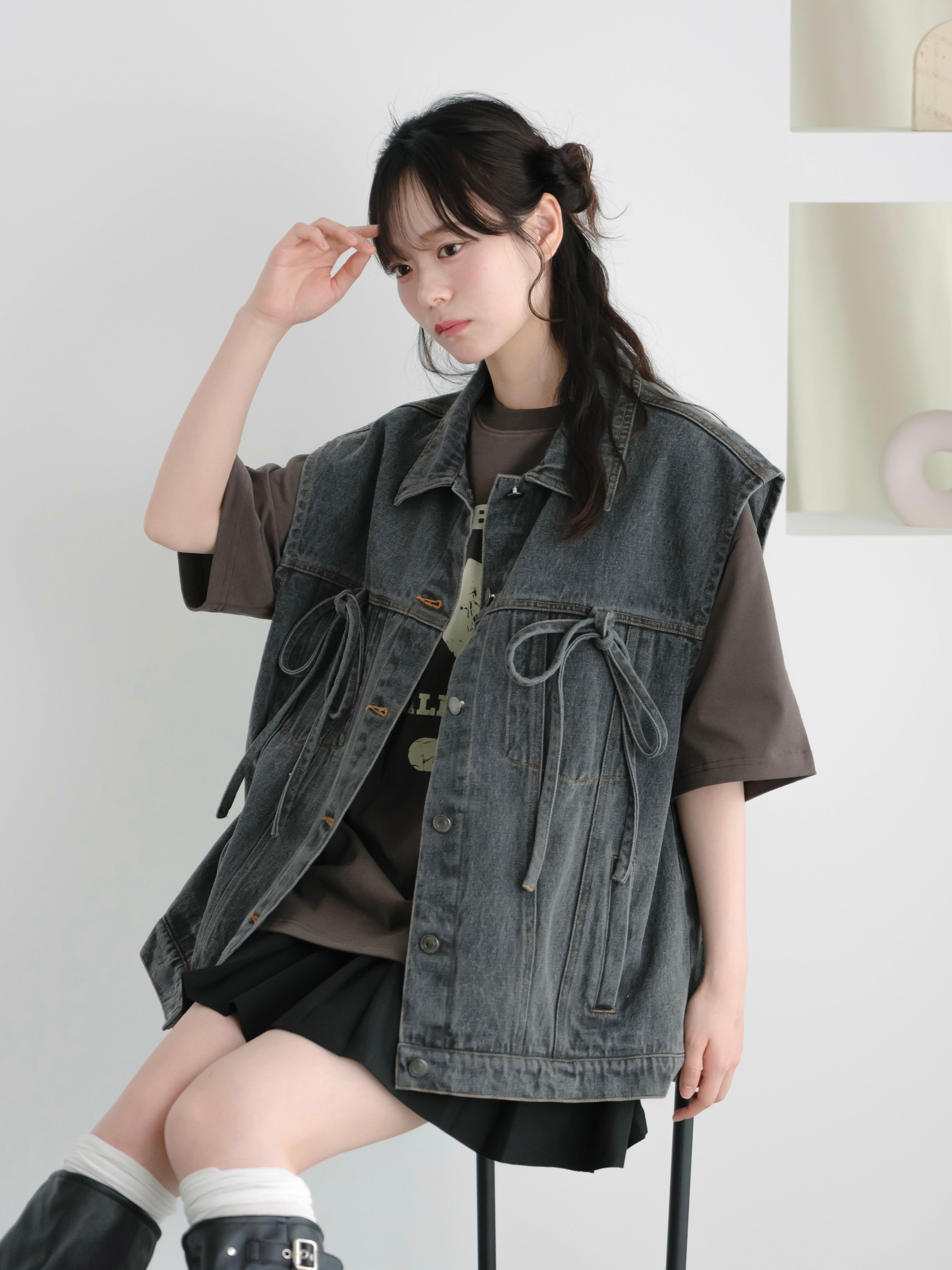 リボンデニムベスト【6月30日再入荷】 – mero boutique 2018