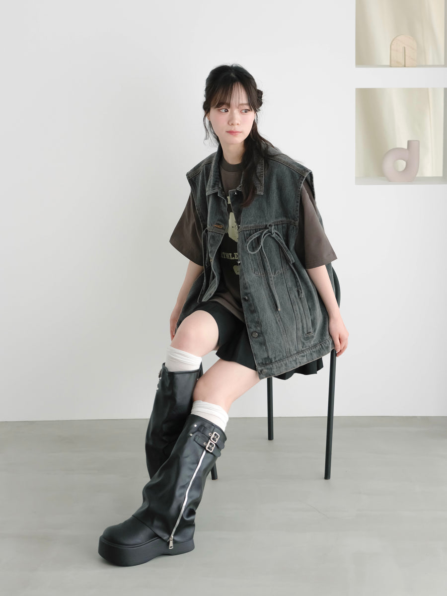 Ribbon denim vest