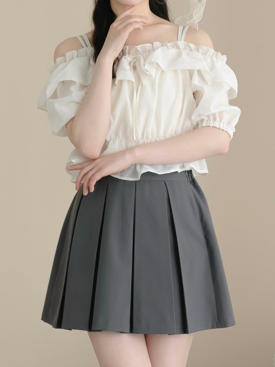 ボックスプリーツミニスカート