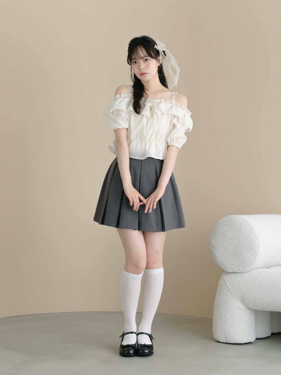 ボックスプリーツミニスカート