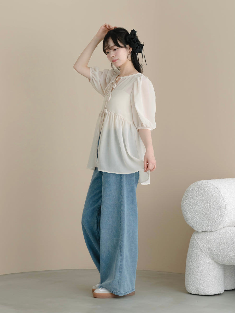 ワイドレッグデニムパンツ【新色追加】