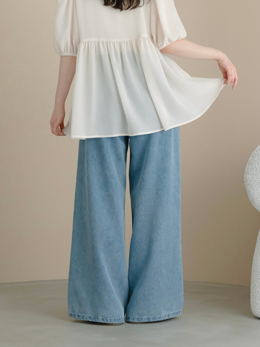 ワイドレッグデニムパンツ【新色追加】