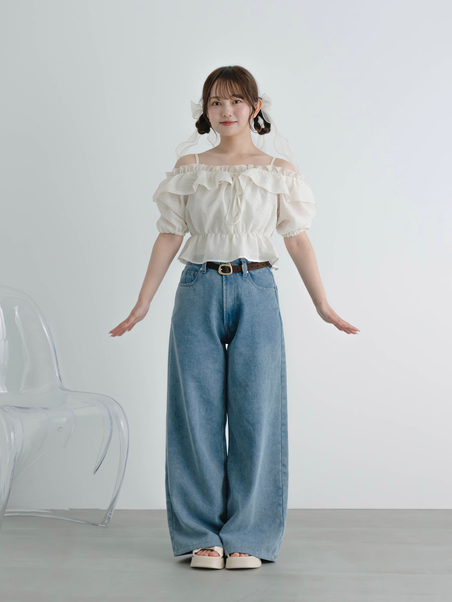 ワイドレッグデニムパンツ【新色追加】