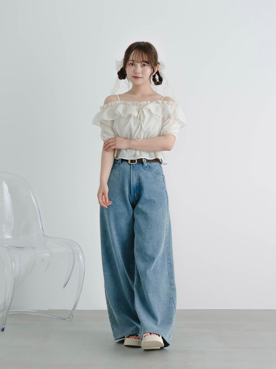 ワイドレッグデニムパンツ【新色追加】