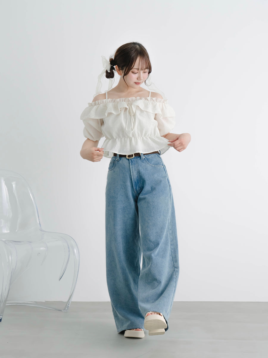 ワイドレッグデニムパンツ【新色追加】