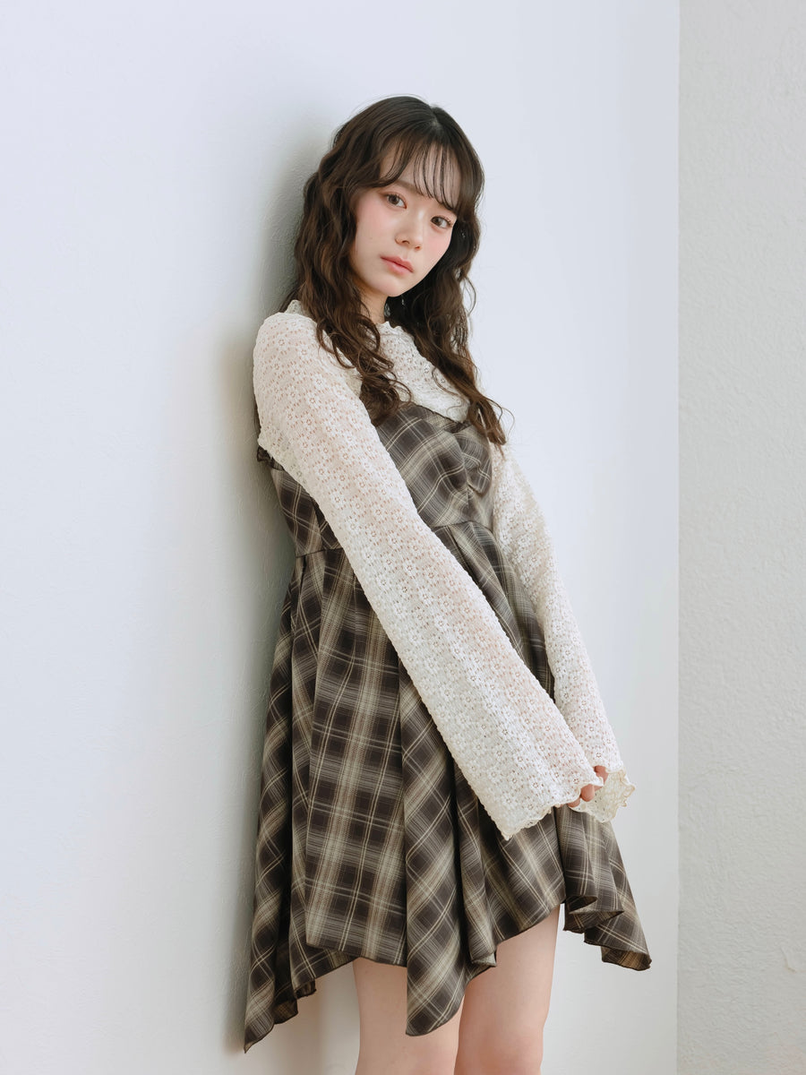 レースフレアスリーブトップス