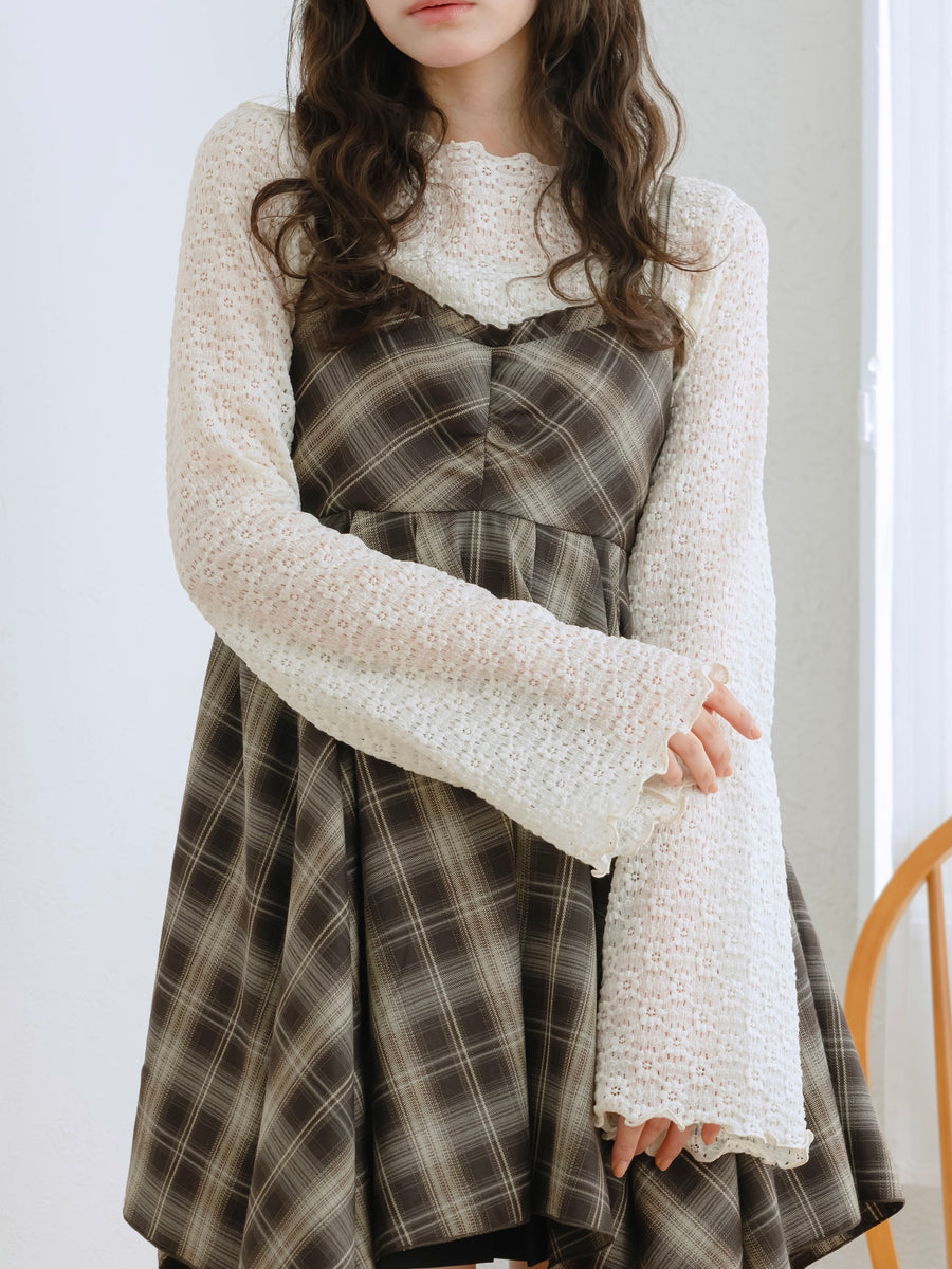 チェックイレヘムキャミワンピース