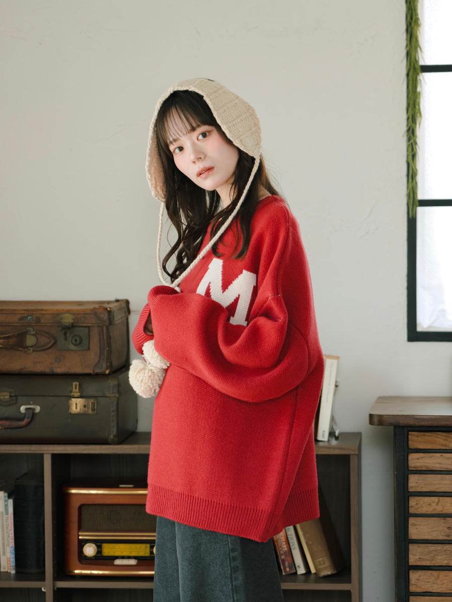 オーバーサイズカレッジニット